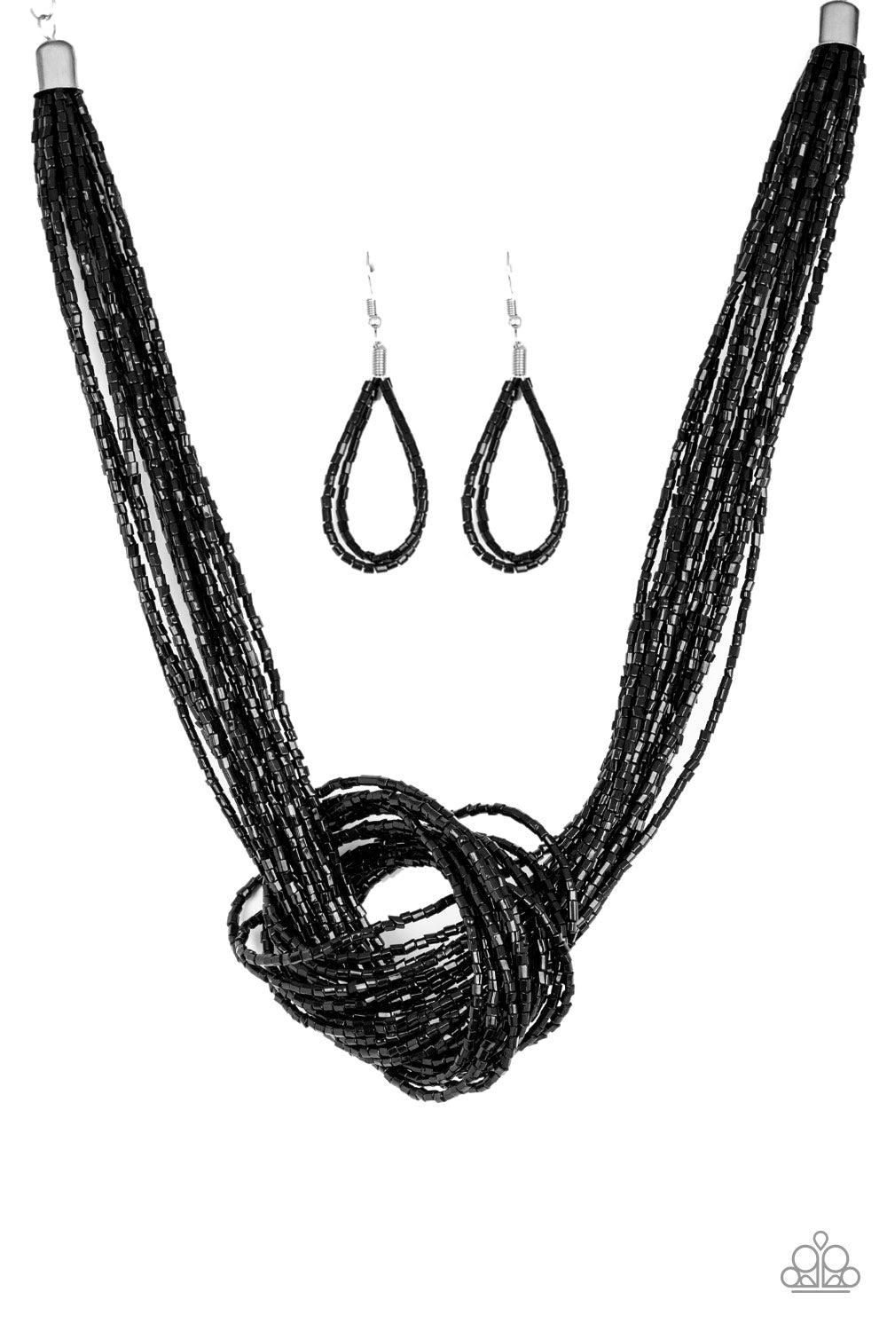 Paparazzi Knotted Knockout - Black Necklace