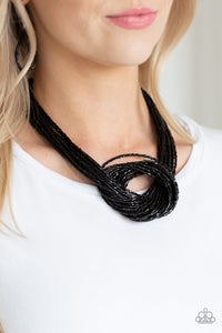 Paparazzi Knotted Knockout - Black Necklace