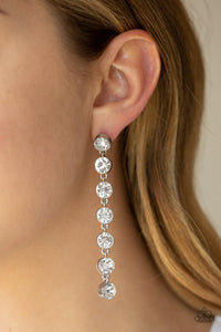 Paparazzi Dazzling Debonair - White Earrings