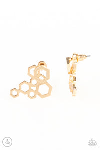 Paparazzi Six-Sided Shimmer - Gold Earrings