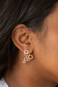 Paparazzi Six-Sided Shimmer - Gold Earrings