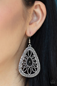 Paparazzi Floral Frill - Black Earrings