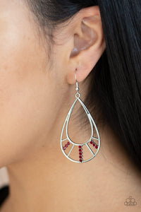 Paparazzi Line Crossing Sparkle - Red Earrings