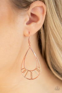Paparazzi Line Crossing Sparkle - Copper Earrings