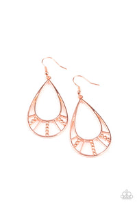 Paparazzi Line Crossing Sparkle - Copper Earrings