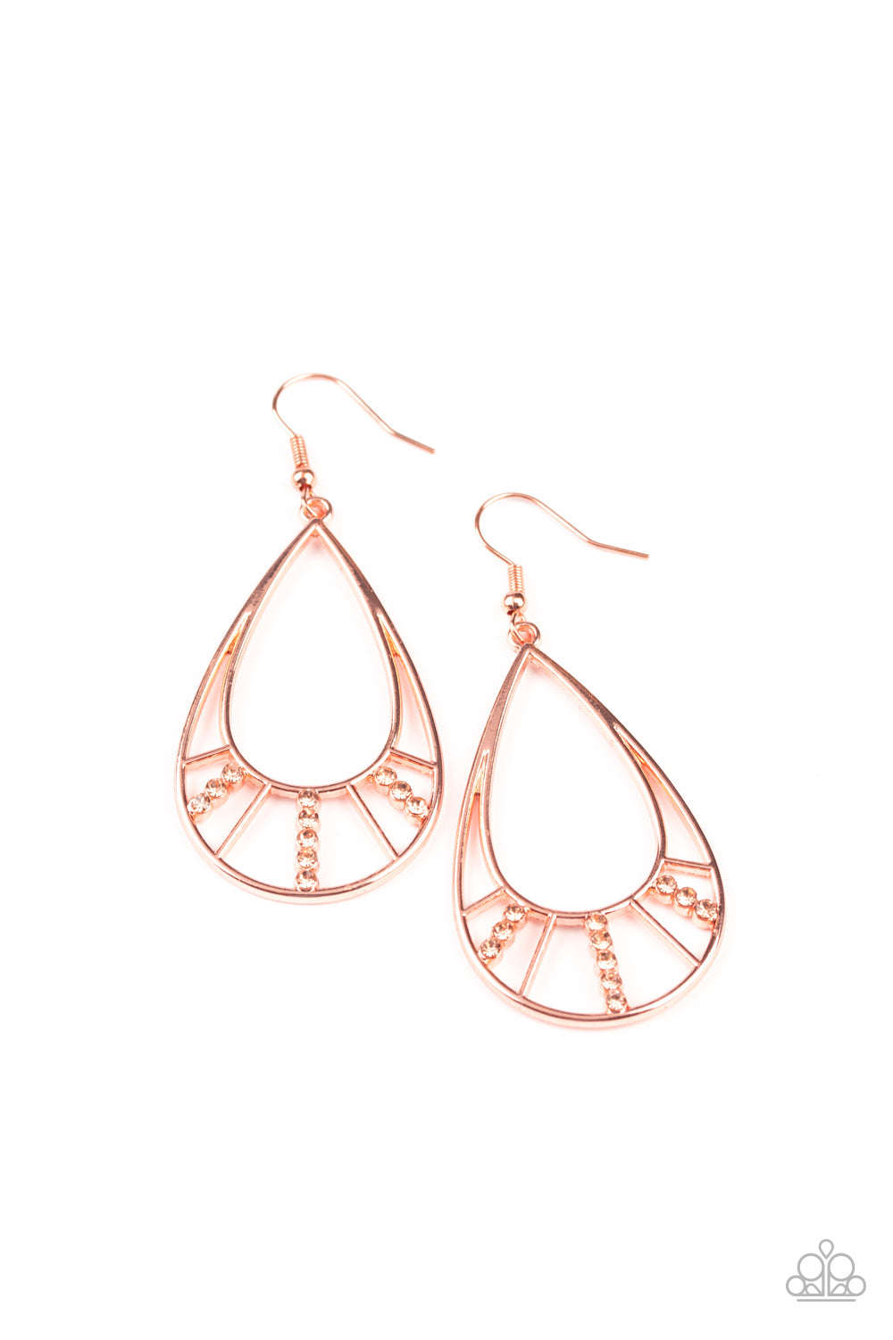 Paparazzi Line Crossing Sparkle - Copper Earrings