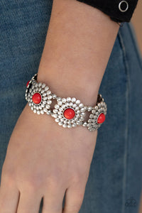 Paparazzi Bountiful Blossoms - Red Bracelet