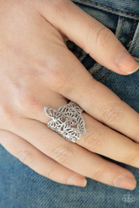 Paparazzi Banded Butterflies - Silver Ring