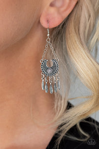 Paparazzi Fabulously Feathered - Silver Earrings