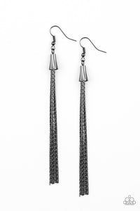 Paparazzi Shimmery Streamers - Black Earring