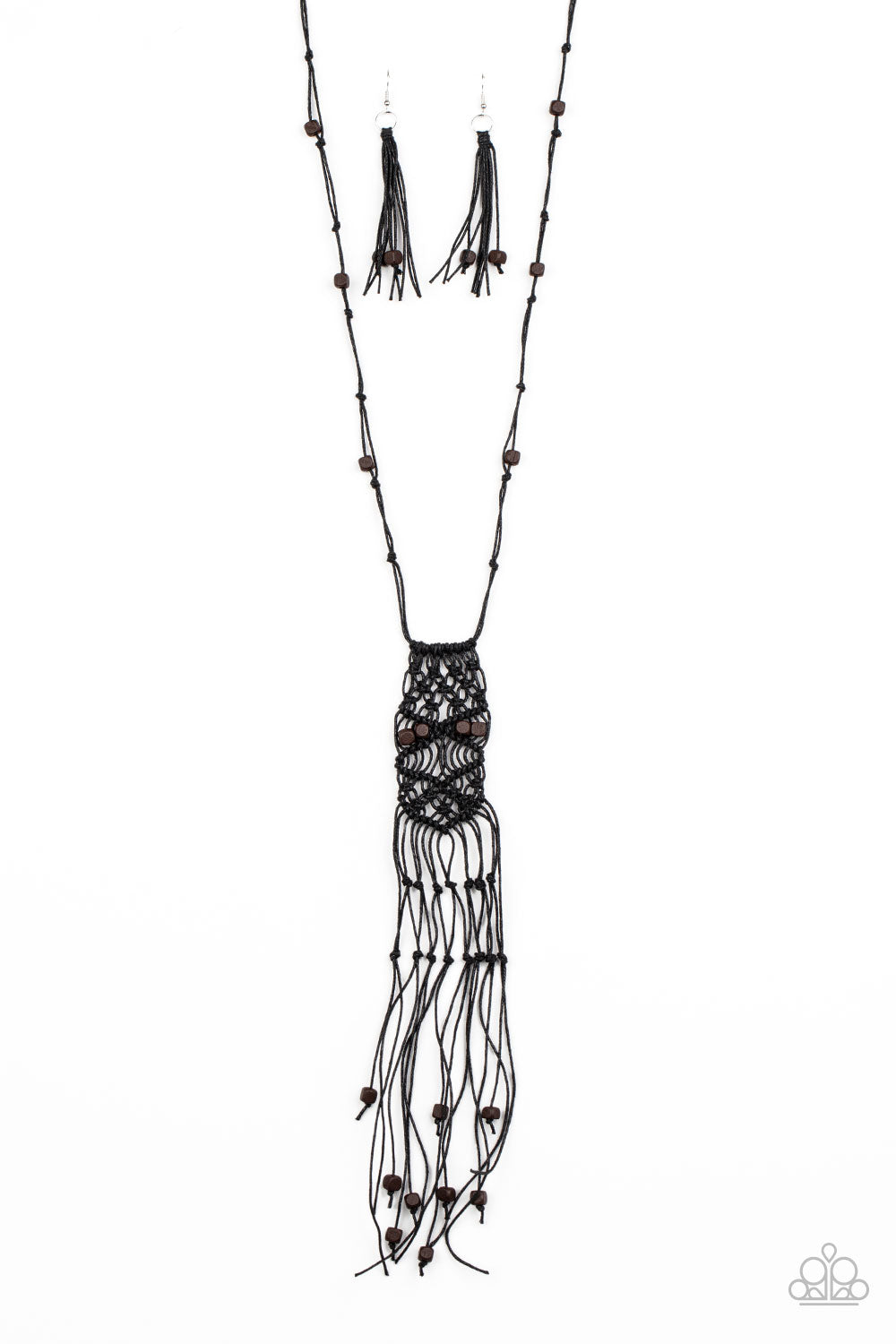 Paparazzi Macrame Majesty - Black Necklace