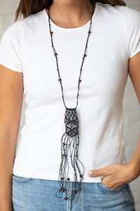 Paparazzi Macrame Majesty - Black Necklace