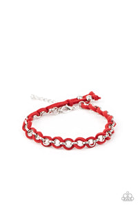 Paparazzi SUEDE Side to Side - Red Bracelet