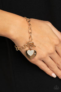 Paparazzi Heartbeat Bedazzle - Gold Bracelet