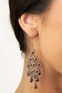 Paparazzi Chandelier Cameo - Red Earrings