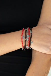 Paparazzi WOODnt Count It - Red Bracelet