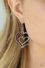 Load image into Gallery viewer, Paparazzi Double The Heartache - Red Earring
