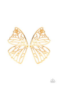 Paparazzi Butterfly Frills - Gold Earrings