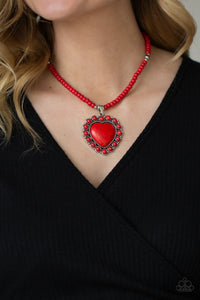Paparazzi A Heart Of Stone - Red Necklace