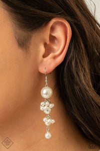 Paparazzi Ageless Applique - White Earrings