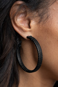 Paparazzi Leather-Clad Legend - Black Earrings