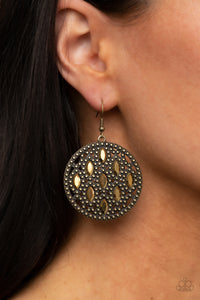 Paparazzi Medallion Stallion - Brass Earrings