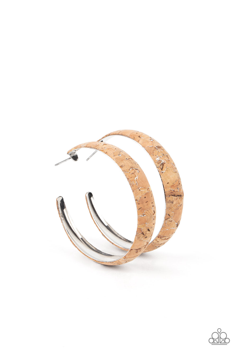 Paparazzi A CORK In The Road - Silver Earrings