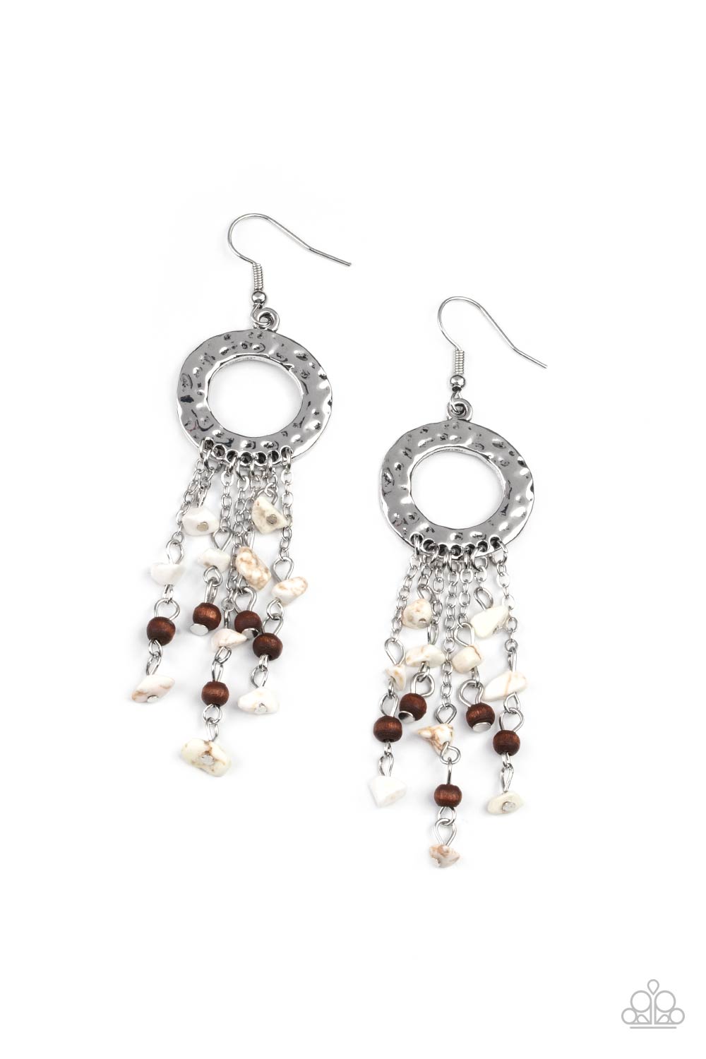 Paparazzi Primal Prestige - White Earrings