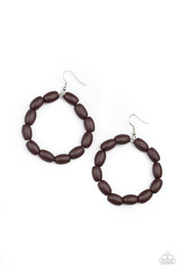 Paparazzi Living The WOOD Life - Brown Earrings