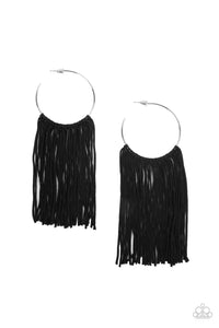 Paparazzi Flauntable Fringe - Black Earring