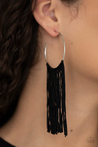 Paparazzi Flauntable Fringe - Black Earring