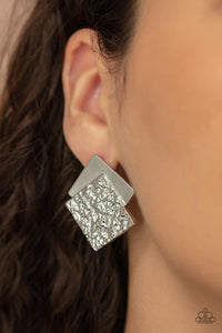 Paparazzi Square With Style - Silver Earring