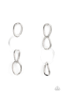 Paparazzi Talk In Circles - White Earrings