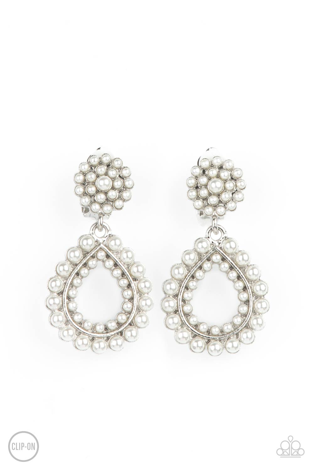 Paparazzi Discerning Droplets - White Earrings