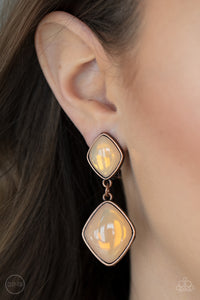 Paparazzi Double Dipping Diamonds - Copper Earring