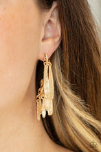 Load image into Gallery viewer, Paparazzi Pursuing The Plumes - Gold Earrings
