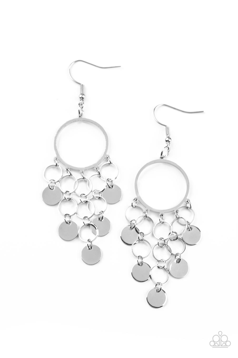 Paparazzi Cyber Chime - Silver Earrings