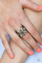 Load image into Gallery viewer, Paparazzi Blinged Out Butterfly - Brass Ring
