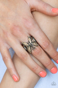 Paparazzi Blinged Out Butterfly - Brass Ring