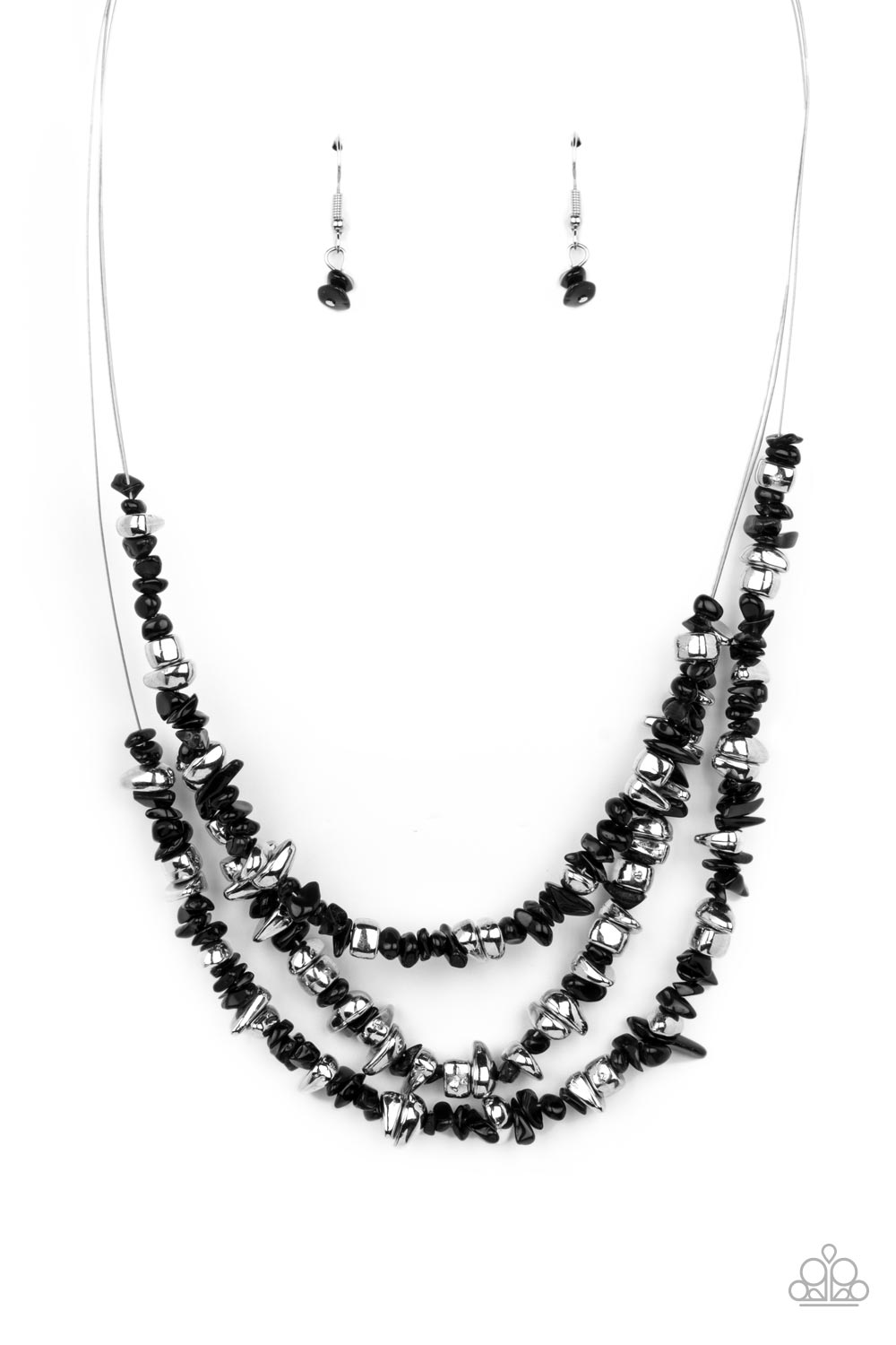 Paparazzi Placid Pebbles - Black Necklace