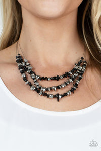 Paparazzi Placid Pebbles - Black Necklace