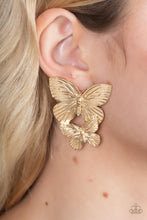 Load image into Gallery viewer, Paparazzi Blushing Butterflies - Gold Earring
