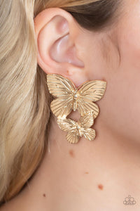 Paparazzi Blushing Butterflies - Gold Earring