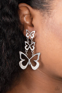 Paparazzi Flamboyant Flutter - White Earrings