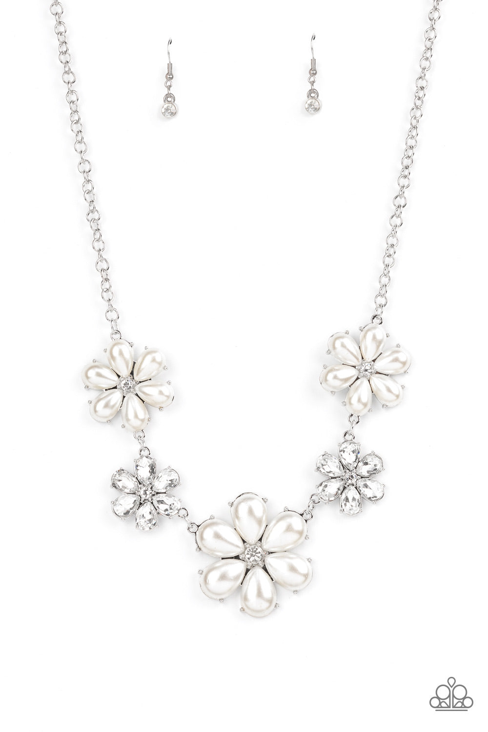 Paparazzi Fiercely Flowering - White Necklace