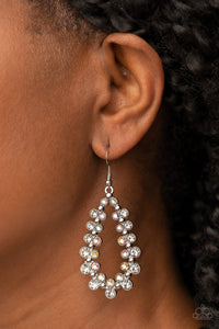 Paparazzi Its About to GLOW Down - White Earrings