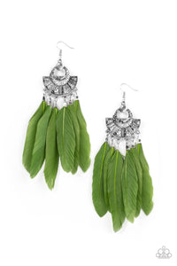 Paparazzi Plume Paradise - Green Earring