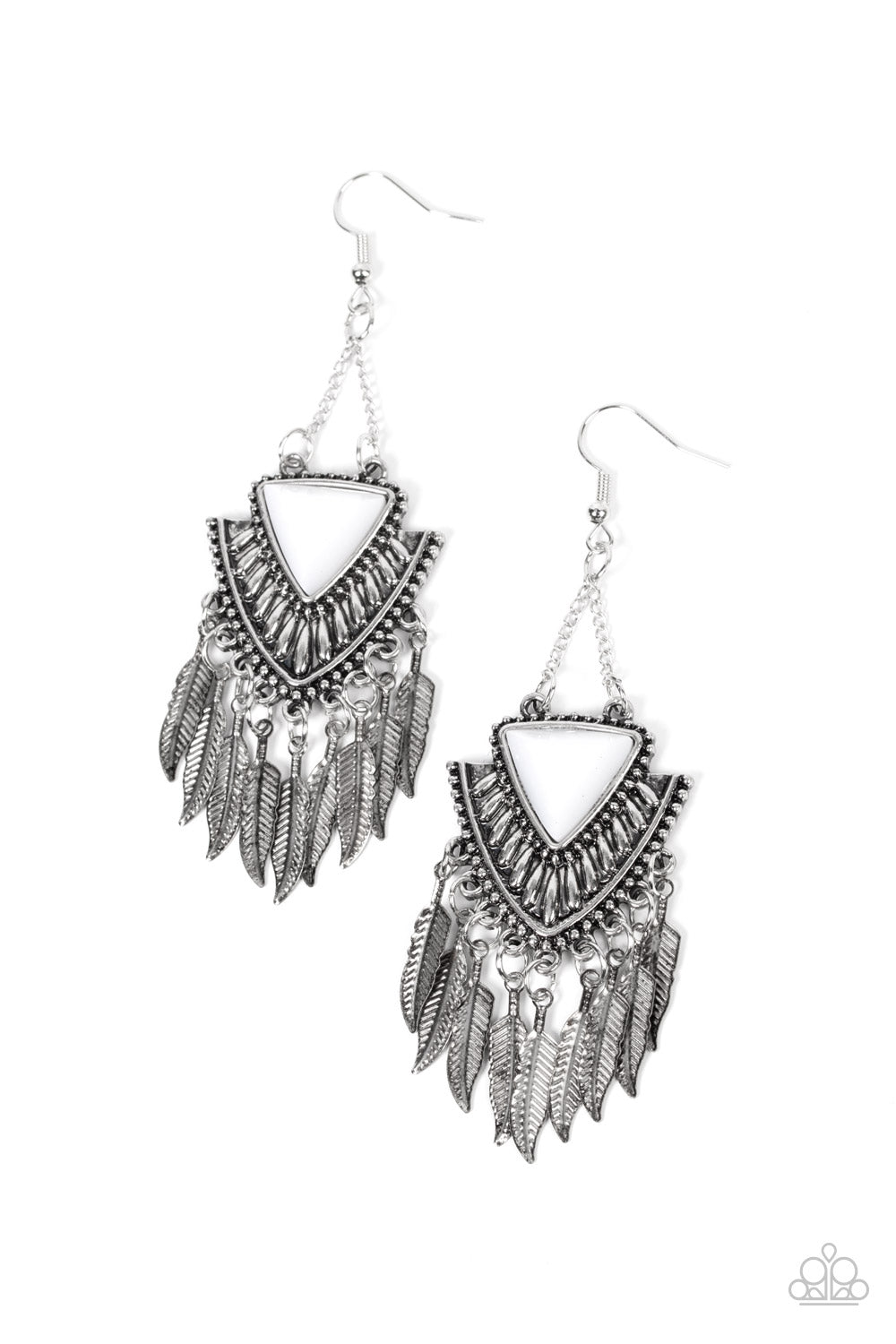 Paparazzi Shady Oasis - White Earrings