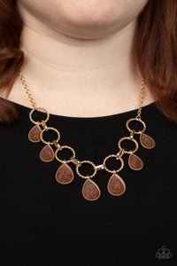 Paparazzi Golden Glimmer - Brown Necklace