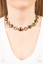 Load image into Gallery viewer, Paparazzi Rhinestone Rollout - Brass Necklace
